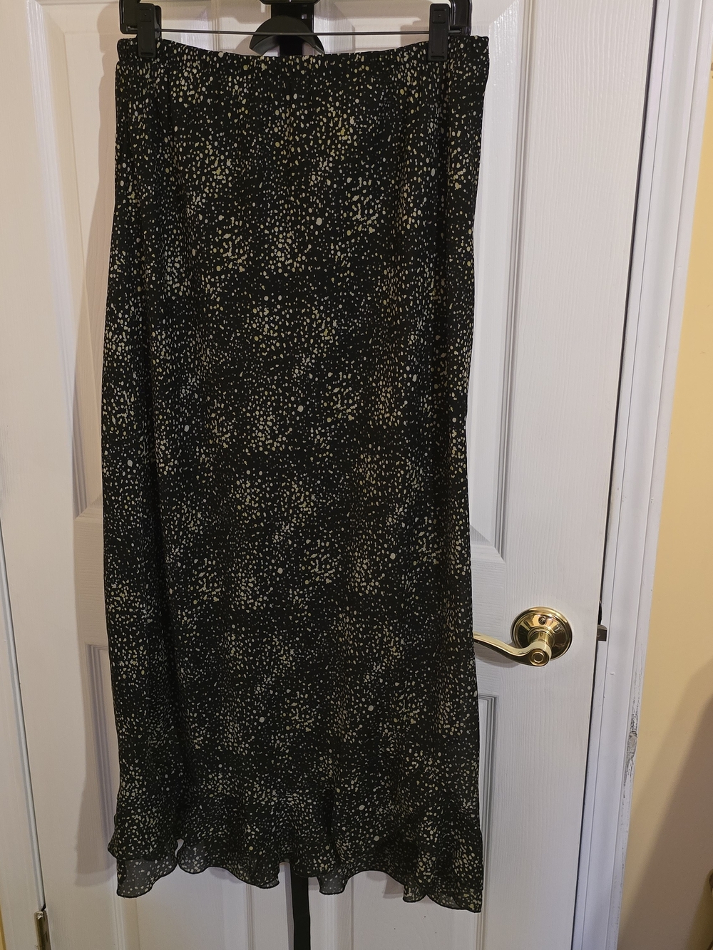 Cato Black Maxi Skirt with Gold & Green Speckle Print